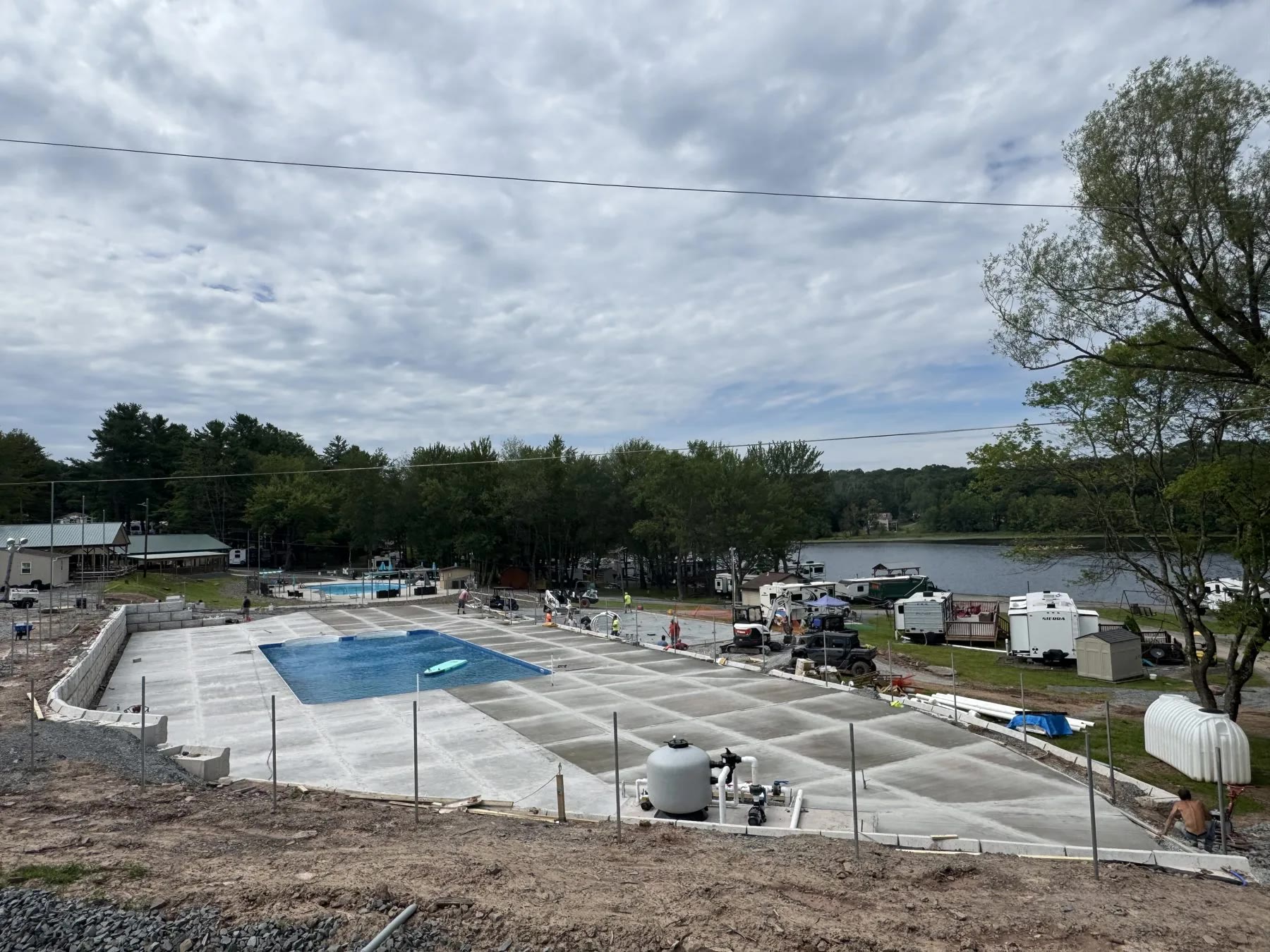 Commercial campground pool and concrete hardscape area built by ASRE